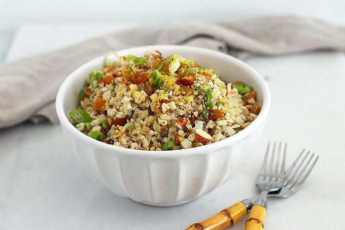 Cauliflower Rice Pilaf with Almonds