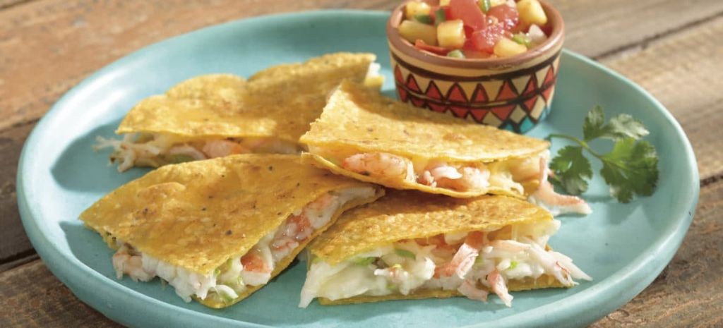 Cheesy Shrimp and Crab Quesadillas