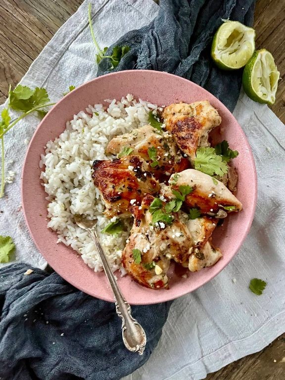 Cilantro Lime Jasmine Rice with Grilled Chicken