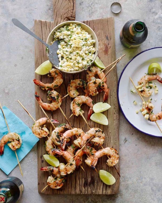 Cotija Cheese and Lime Shrimp Skewers