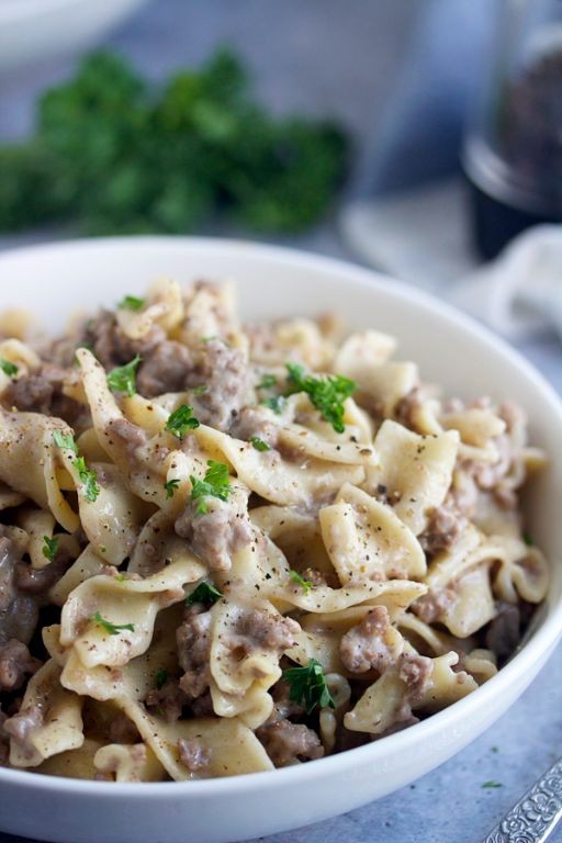 Creamy Instant Pot Ground Beef Stroganoff