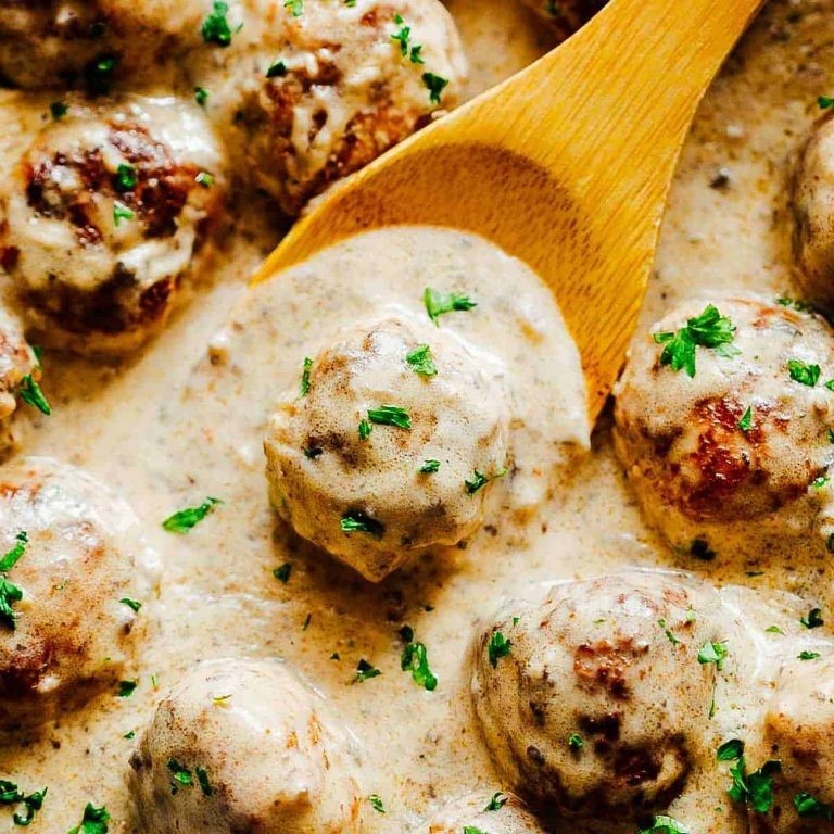 Creamy Mushroom Aidells Chicken Meatballs