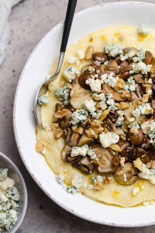 Creamy Parmesan Polenta with Roasted Mushrooms