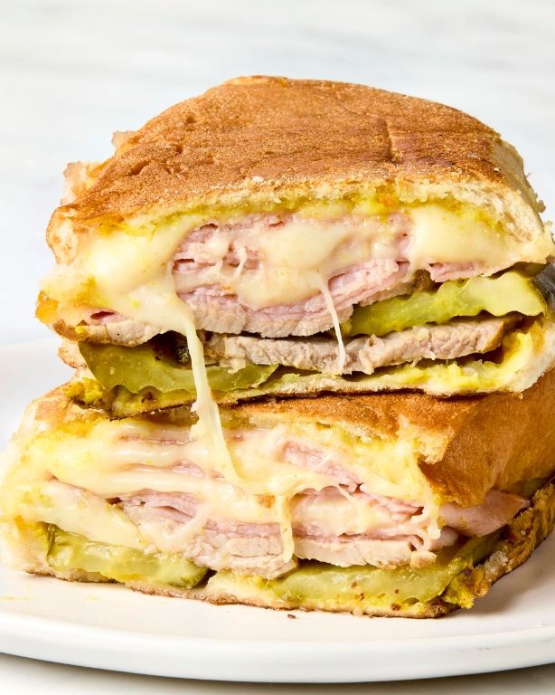 Cuban Sub with Ham, Pork, and Swiss Cheese