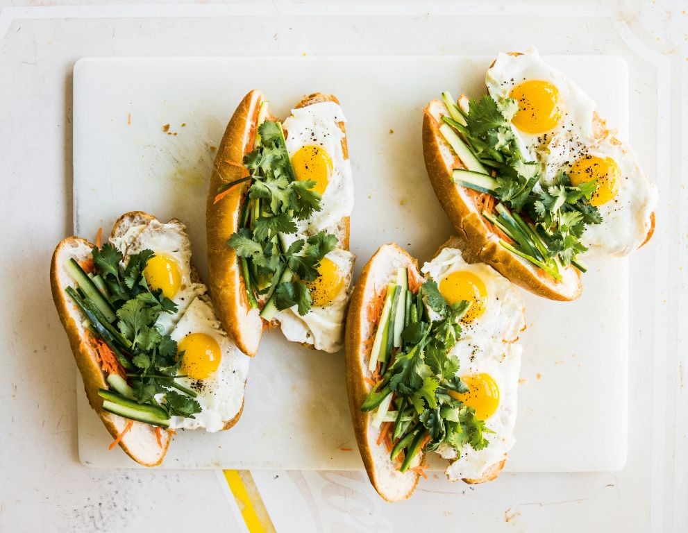 Egg and Scallion Bánh Mì for Breakfast