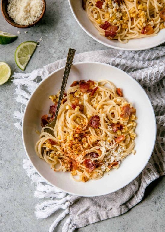 Elote Pasta with Parmesan and Chili