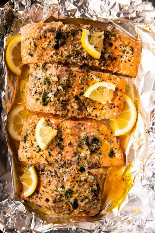 Garlic Butter Baked Salmon with Lemon