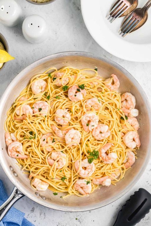 Garlic Butter Pre Cooked Shrimp Pasta