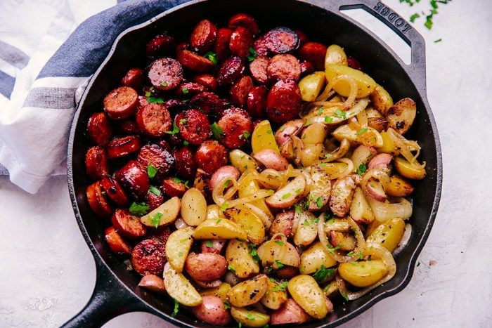 Garlic Butter Sage Sausage and Potatoes Skillet