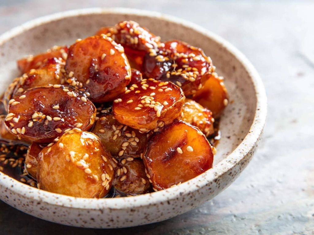 Ginger Soy Glazed Diced Sweet Potatoes