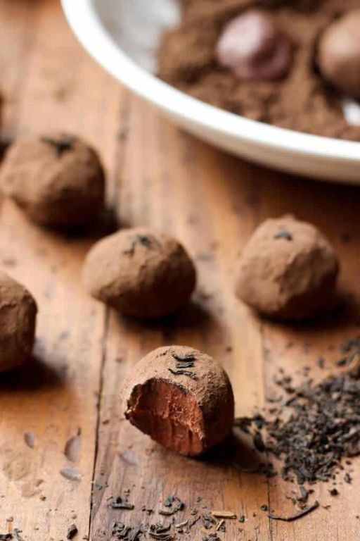 Glucose-infused dark chocolate truffles