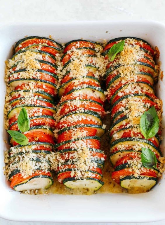 Green Tomato and Zucchini Gratin