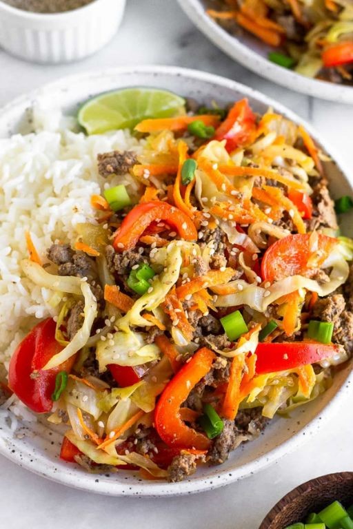 Ground Beef and Cabbage Stir-Fry