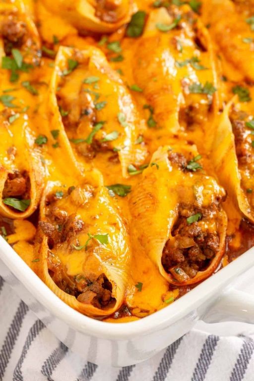 Ground Beef and Tortilla Stuffed Shells
