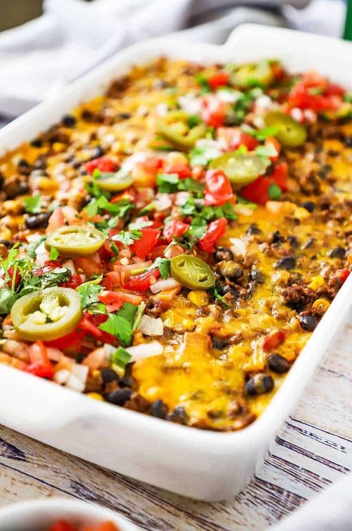 Ground Turkey Mexican Lasagna with Corn Tortillas