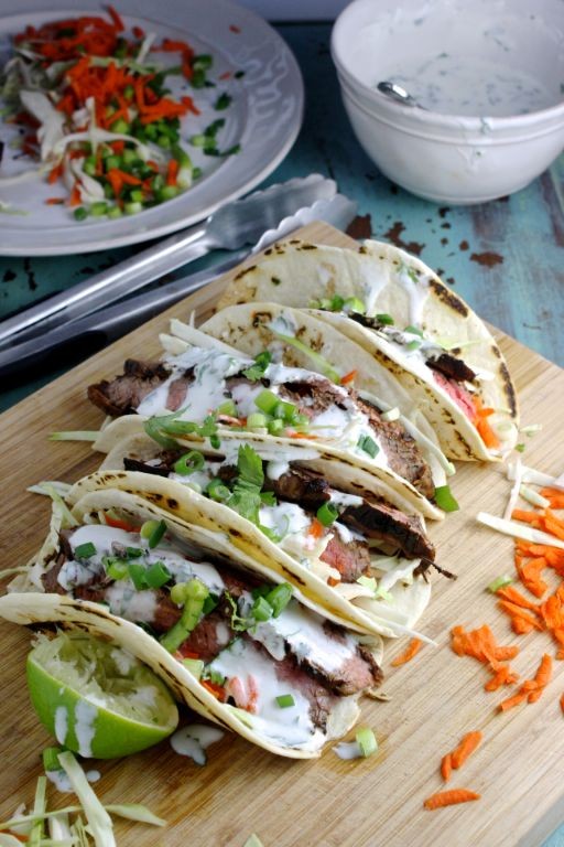 Healthy Steak Tacos with Greek Yogurt Lime Crema