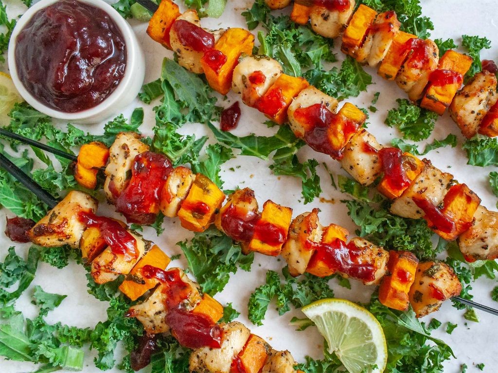 Herbed Turkey Shish Kabobs with Cranberry Sauce