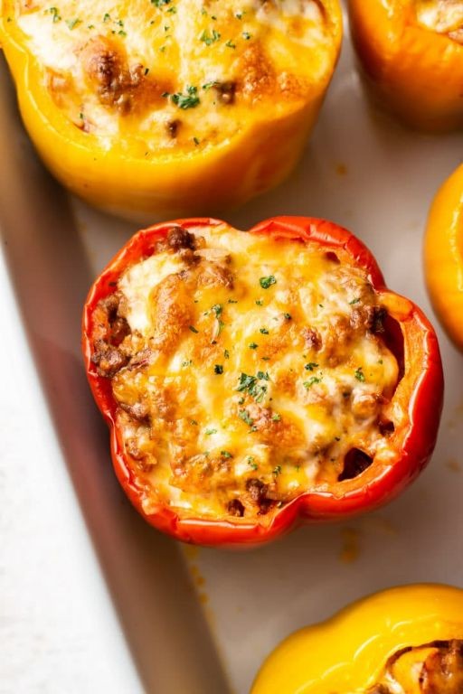 Homemade Beef and Cheese Stuffed Peppers