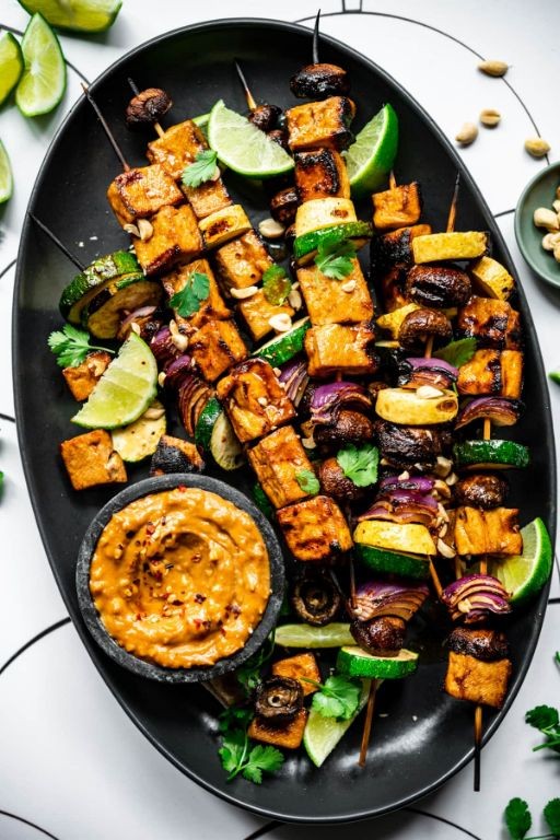 Honey Soy Tofu Shish Kabobs with Zucchini