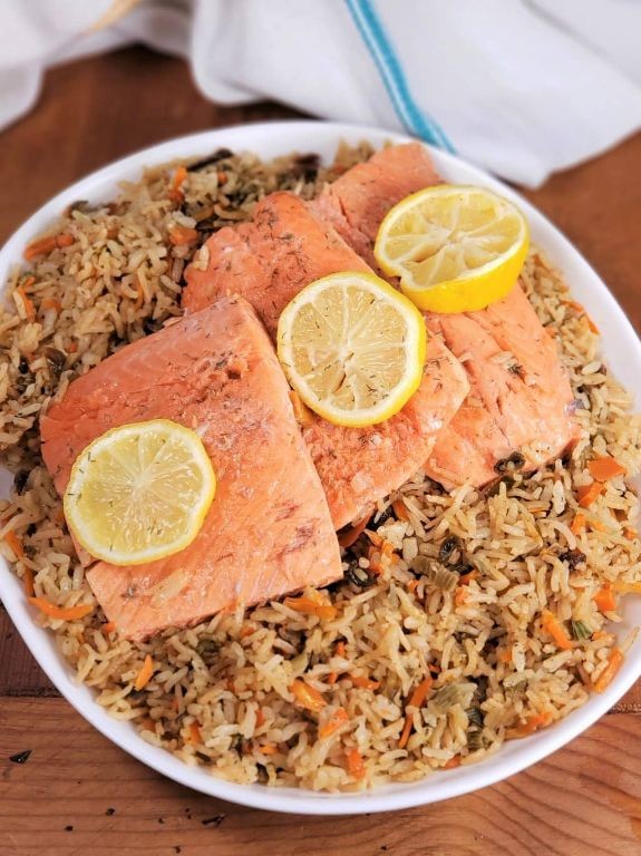 Instant Pot Salmon and Rice Pilaf