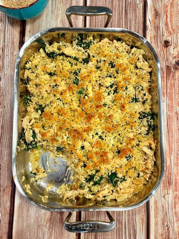 Kale and Chicken Casserole with Almonds
