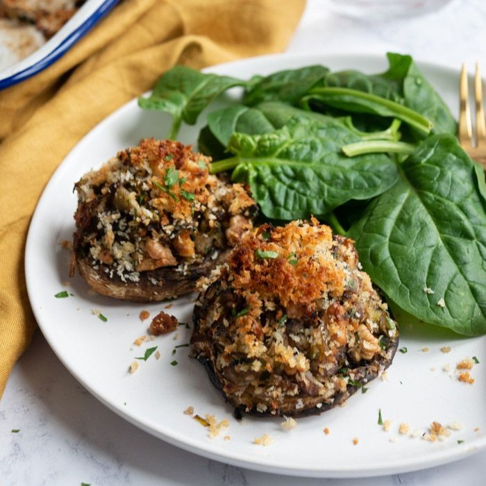 Leek and brie stuffed mushrooms