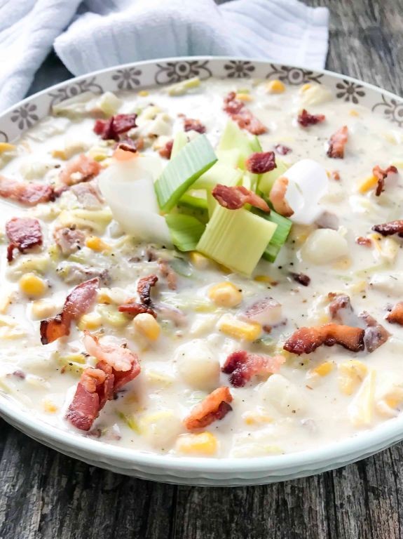 Leek and corn chowder