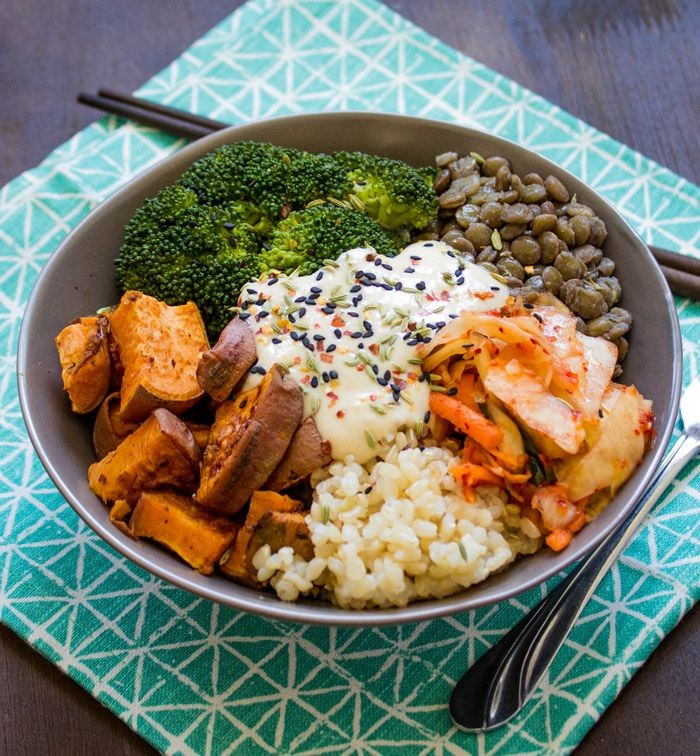 Lentil and Sweet Potato Power Bowl with Tahini