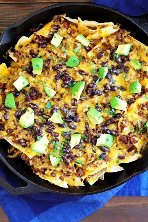 Loaded Hamburger Skillet Nachos