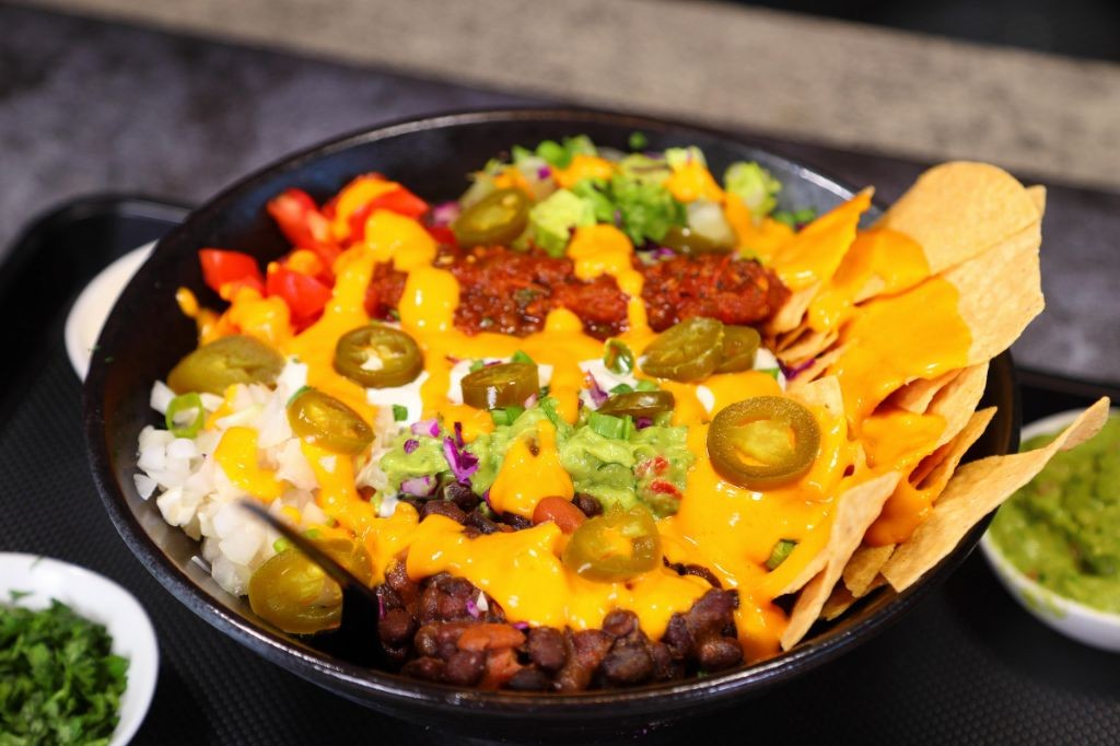 Loaded Nacho Taco Bowl with Cheese Sauce