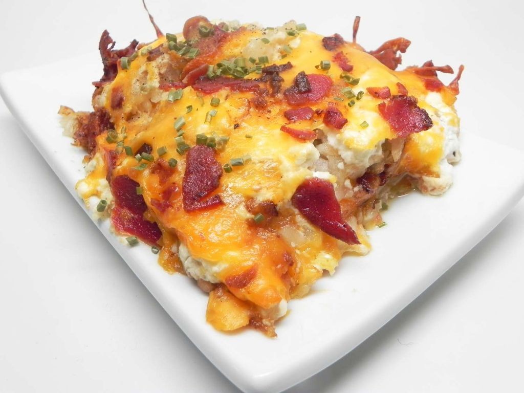 Loaded Simply Potatoes Hash Browns with Bacon and Cheddar