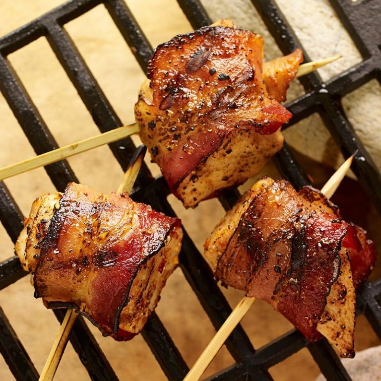 Maple Glazed Bacon-Wrapped Chicken Bites