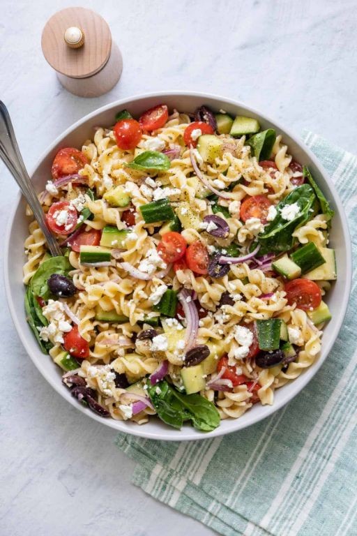 Mediterranean Rice Noodle Salad with Feta