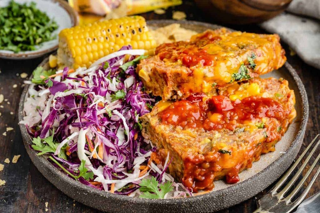 Mexican Chicken Meatloaf with Corn and Peppers