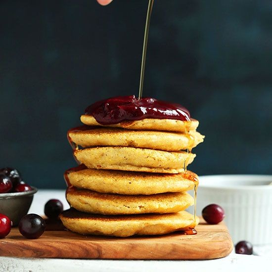 Oil-Free McDougall Pancakes with Maple Syrup