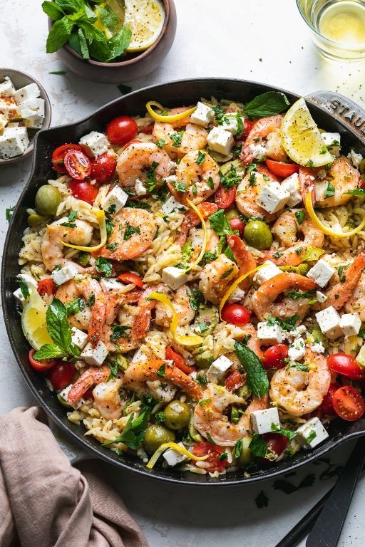 One-Pan Mediterranean Shrimp and Orzo