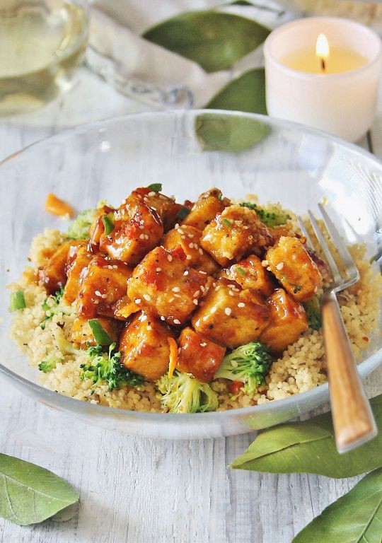 Orange Ginger Glazed Tofu