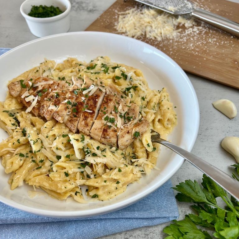 Penne Alfredo with Grilled Chicken