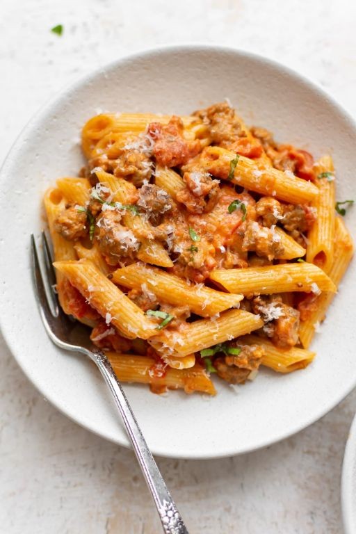 Penne with Spicy Sausage and Creamy Tomato Sauce