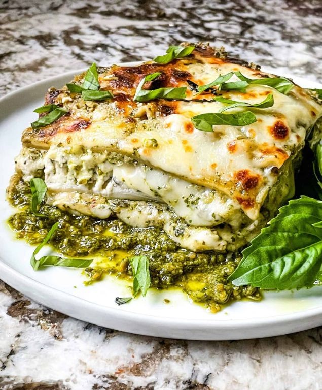 Pesto Lasagna with Roasted Vegetables