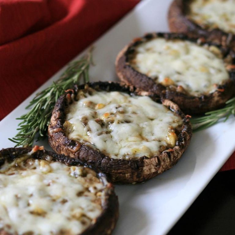 Pesto and Mozzarella Stuffed Portobello Mushrooms