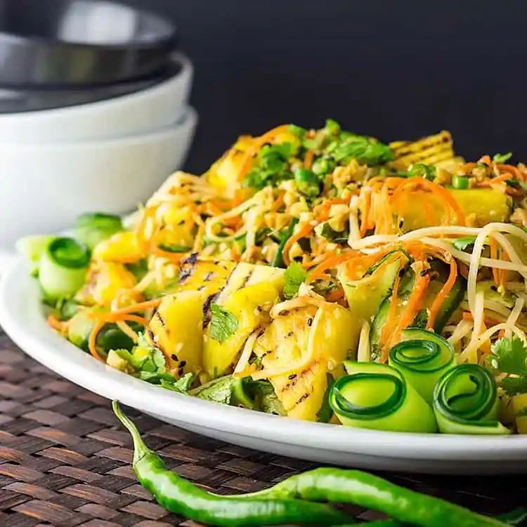 Pineapple Coconut Rice Noodle Salad