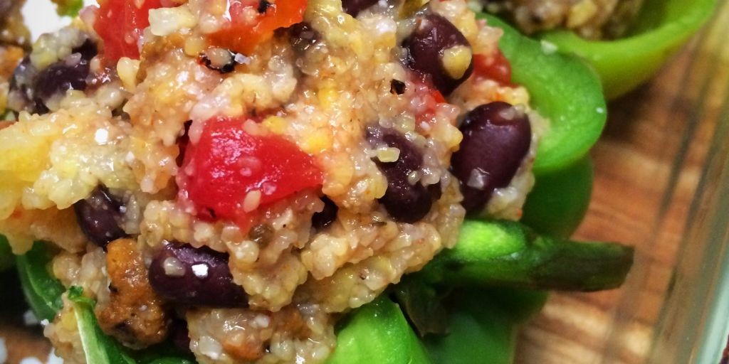 Polenta Stuffed Peppers with Black Beans