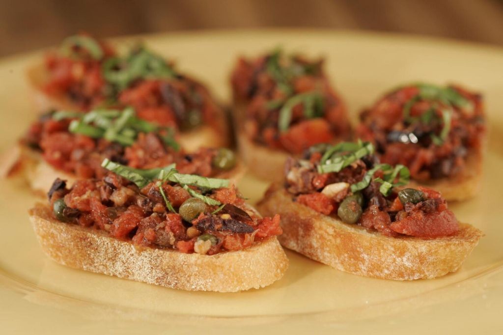 Puttanesca Bruschetta with Toasted Baguette