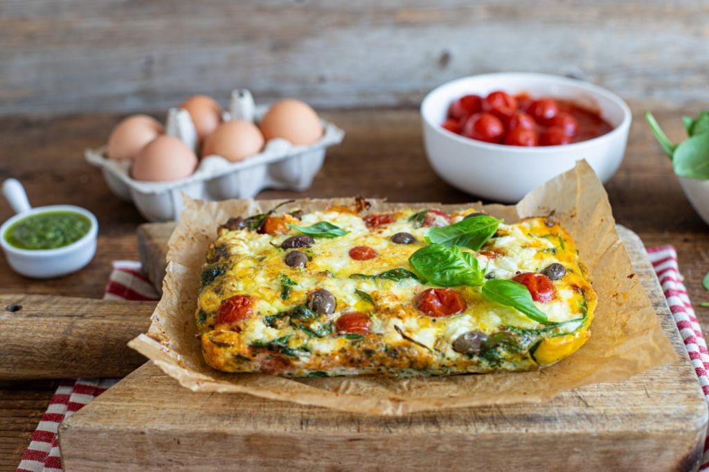 Puttanesca Frittata with Cherry Tomatoes and Feta