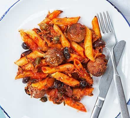 Puttanesca Meatballs in Tomato Sauce