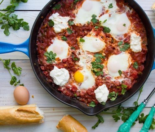 Puttanesca Shakshuka with Poached Eggs