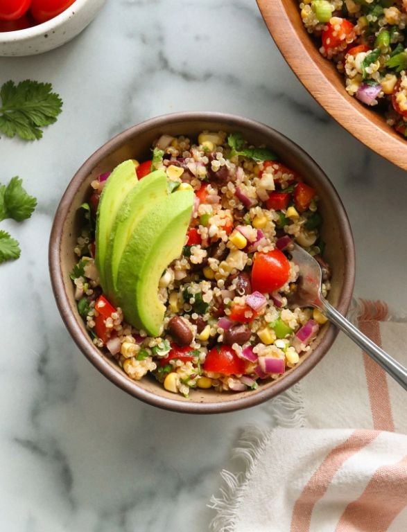 Quinoa and Black Bean Salad with Avocado Lime Dressing