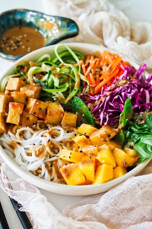 Rainbow Vegetable Rice Noodle Salad