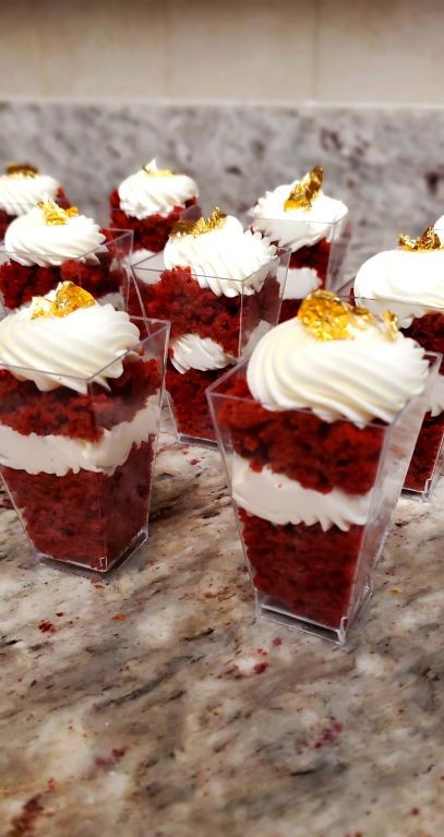 Red Velvet Cake Shooters with Cream Cheese Frosting